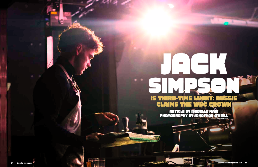 Jack Simpson  on stage with text about Jack Simpson in a magazine layout