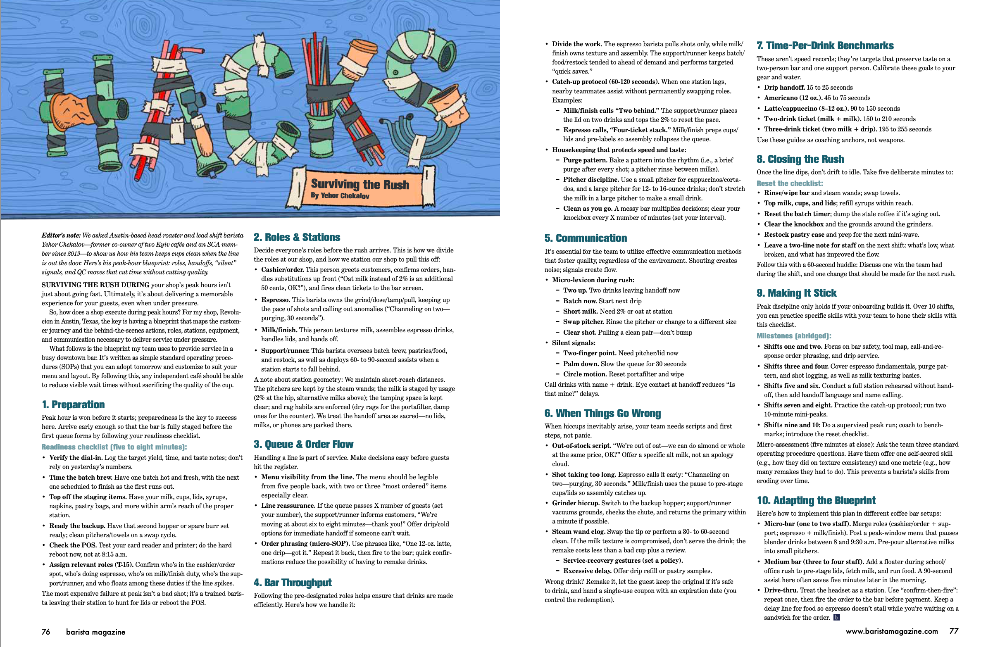 Magazine page with 'HACKS' section and text on a blue background