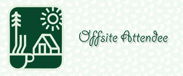Logo with a house, tree, and sun icon on a green background with 'Offsite Attendee' text.